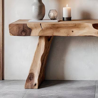 Natural wood console table rustic handmade entryway furniture for home decor
