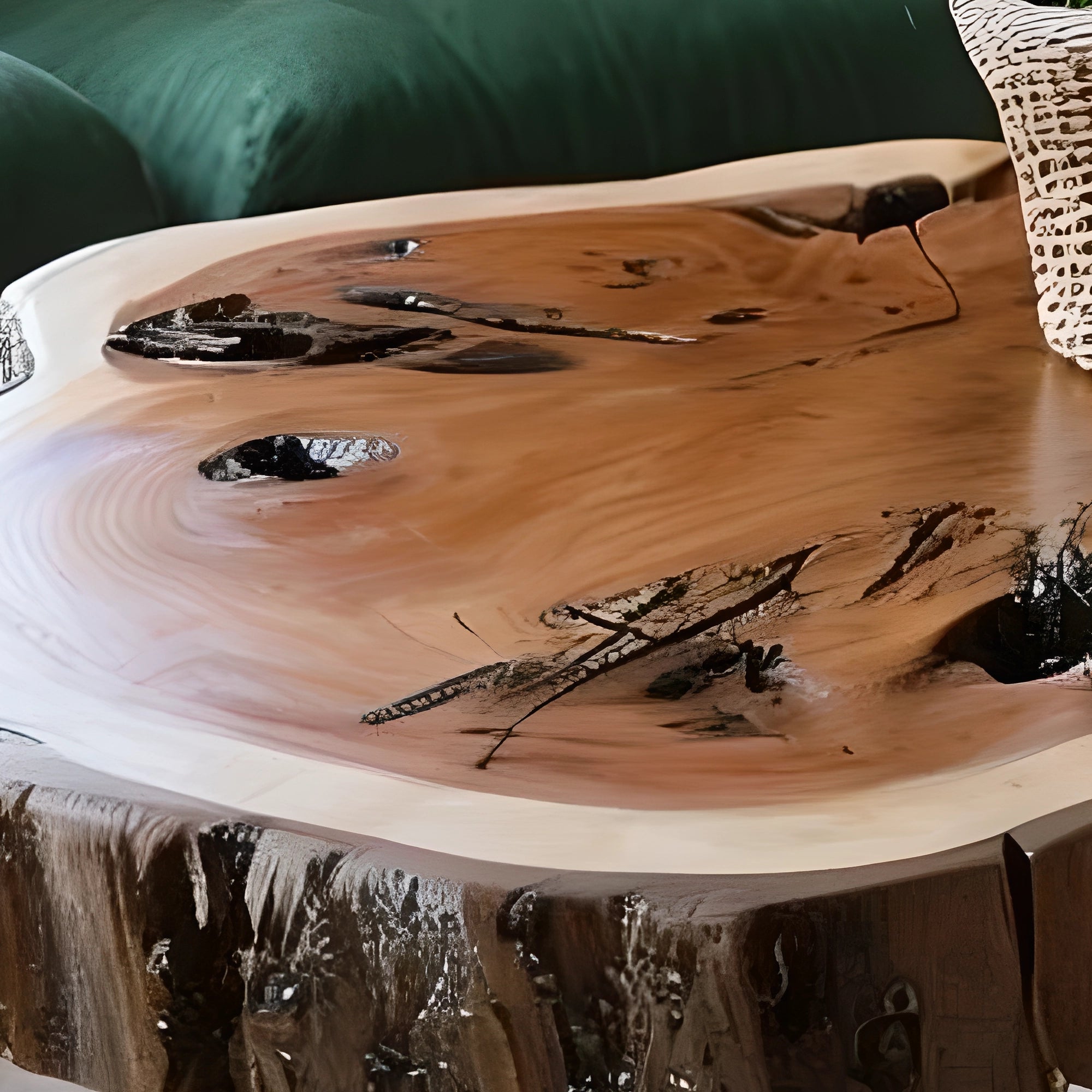 Tamarind wood coffee table, round coffee table 