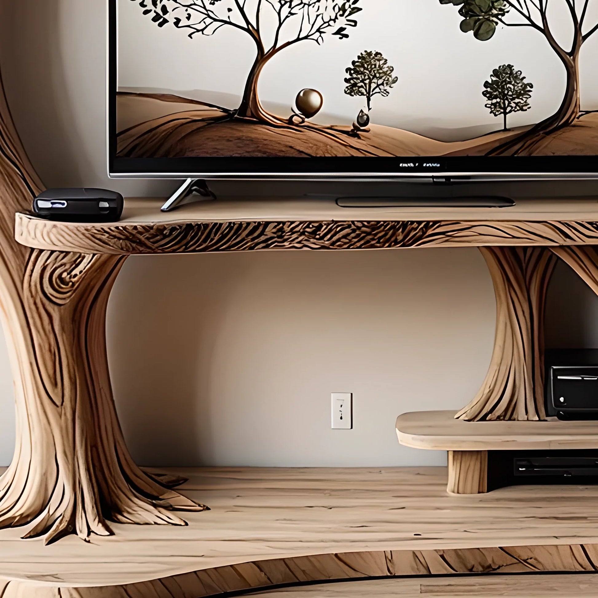 Solid wood tree shaped TV cabinet 