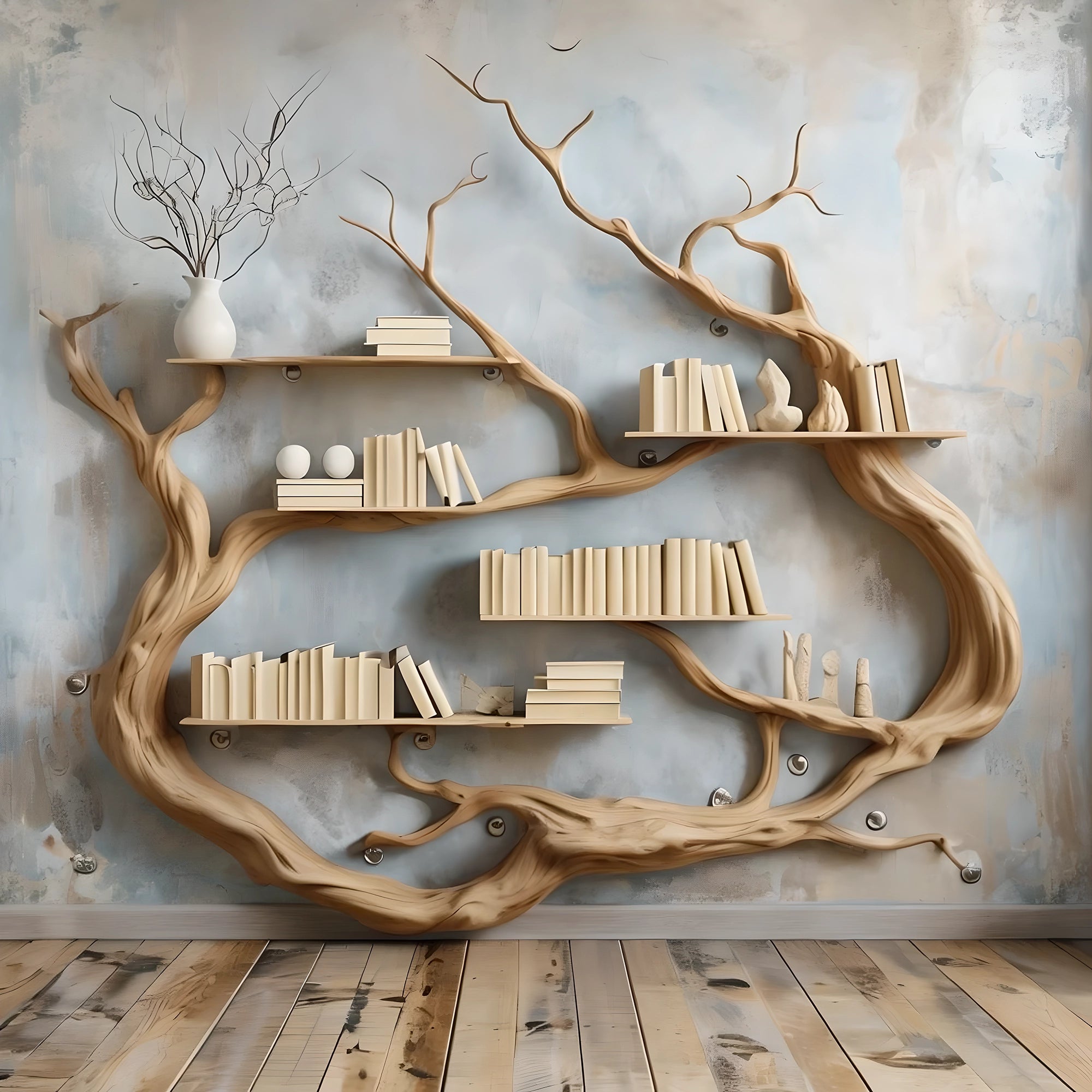 Driftwood wall shelf, natural wood 