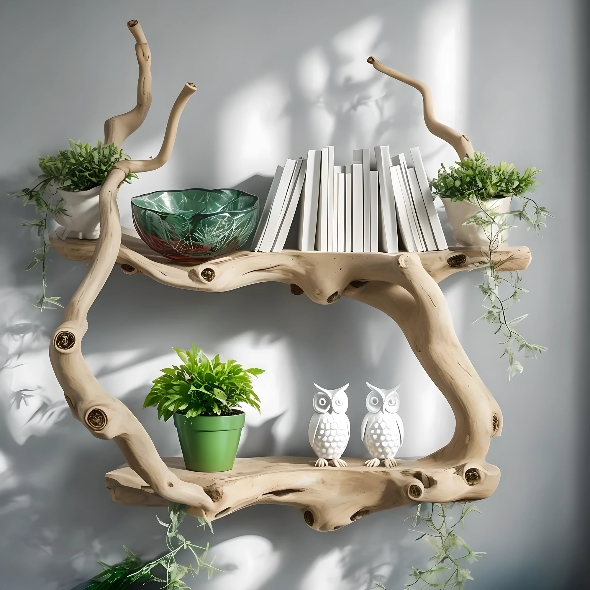 Handmade wooden bookshelf, decorative shelf 