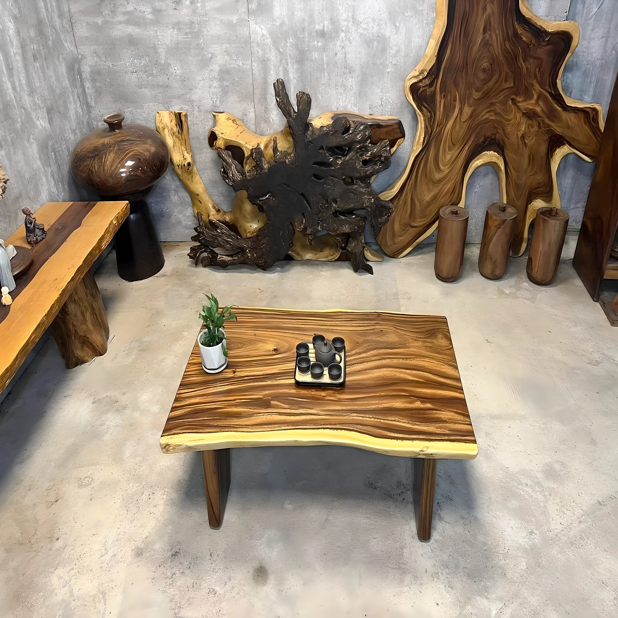 Modern wooden tea table, flat tea table 