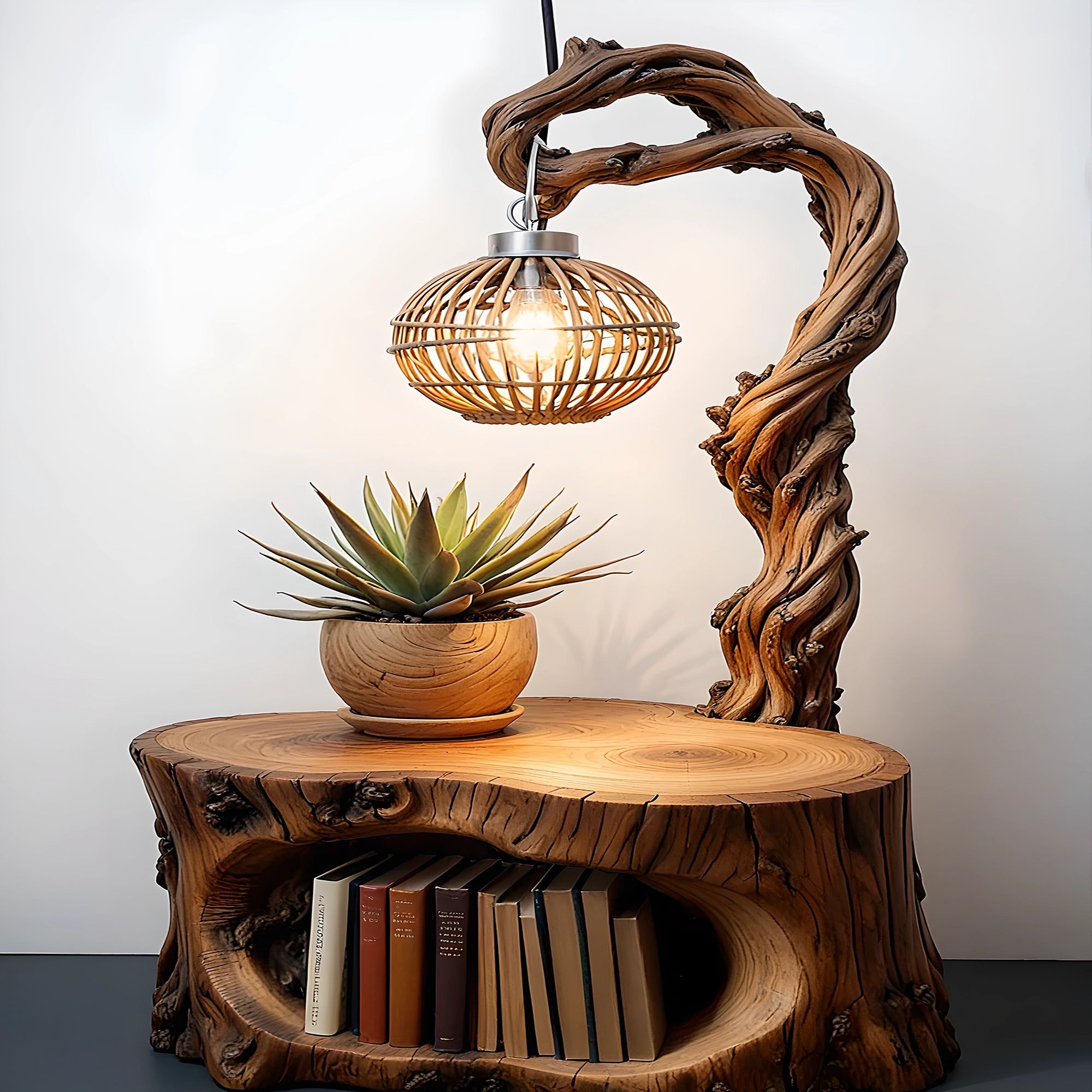 Reading lamp with multi-purpose small table 