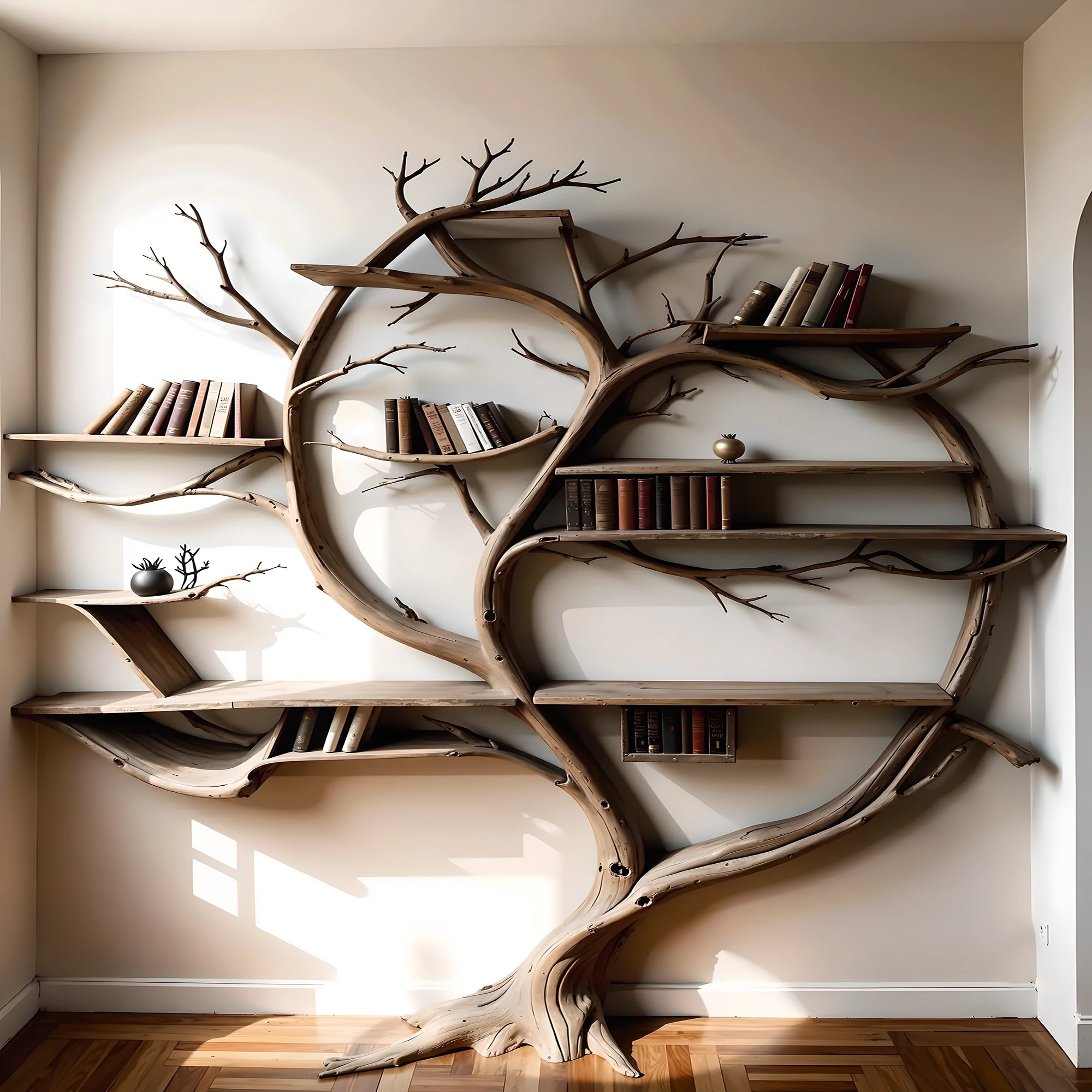 Arched bookshelf, decorative wall shelf 