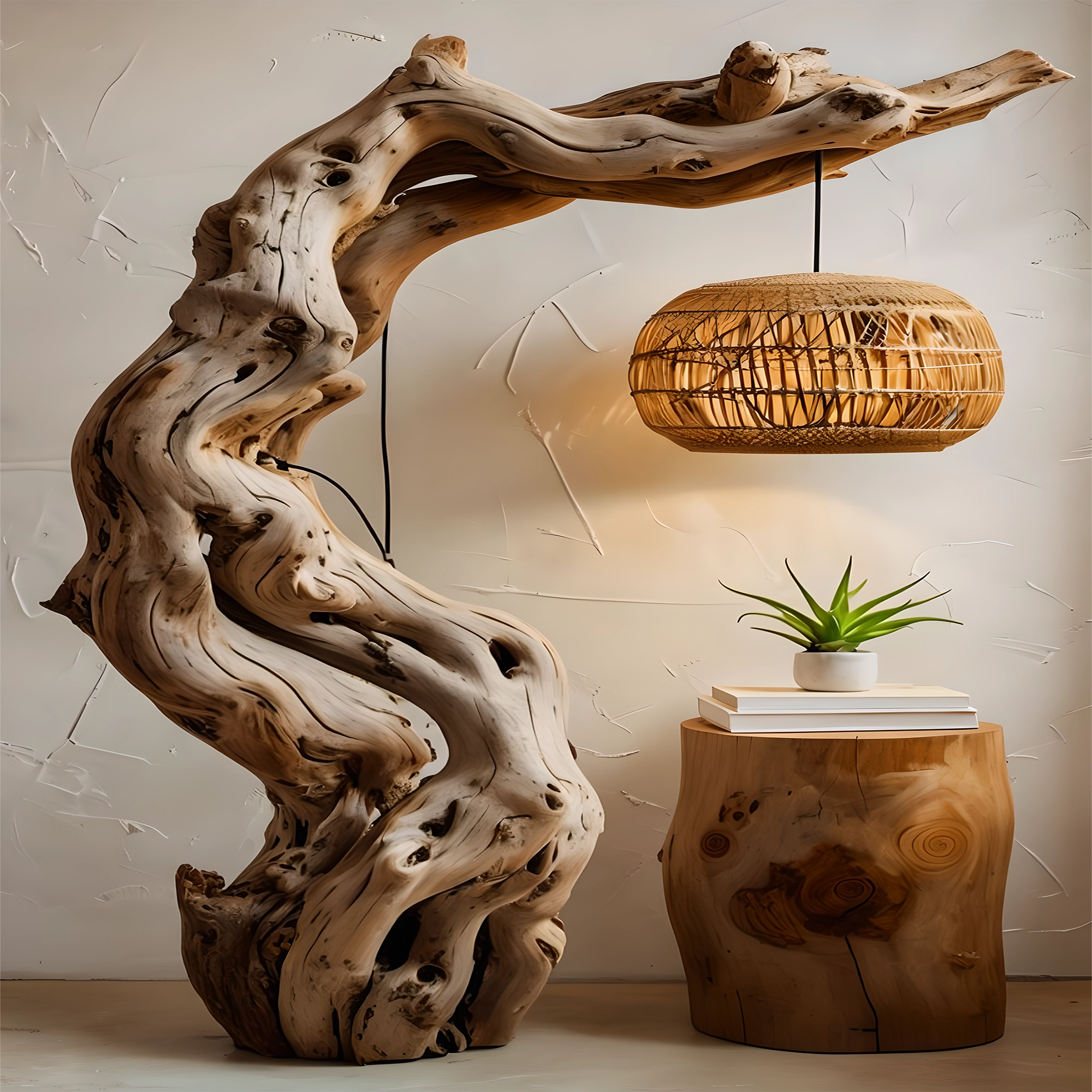 Multi-purpose solid wood lamp, handmade lamp 