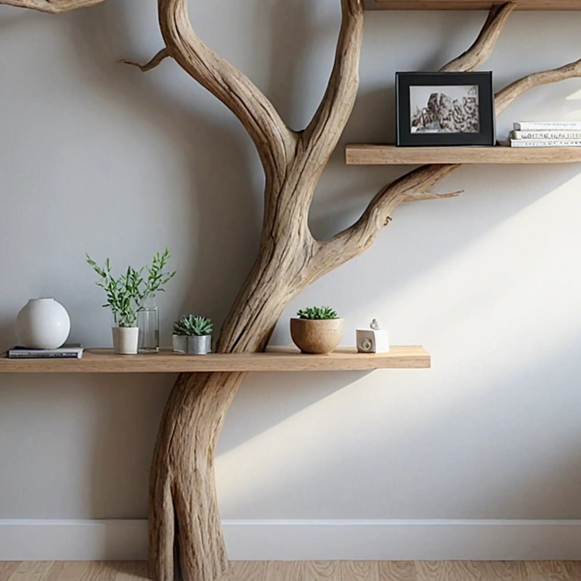 Tree branch bookshelf, entryway rustic console table, Driftwood farm console handmade christmas gift. 