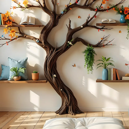 Wooden Tree Branch Bookshelf – Handmade with Rustic Charm . 