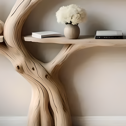 Wooden wall decoration shelves, artistic tree branch images 