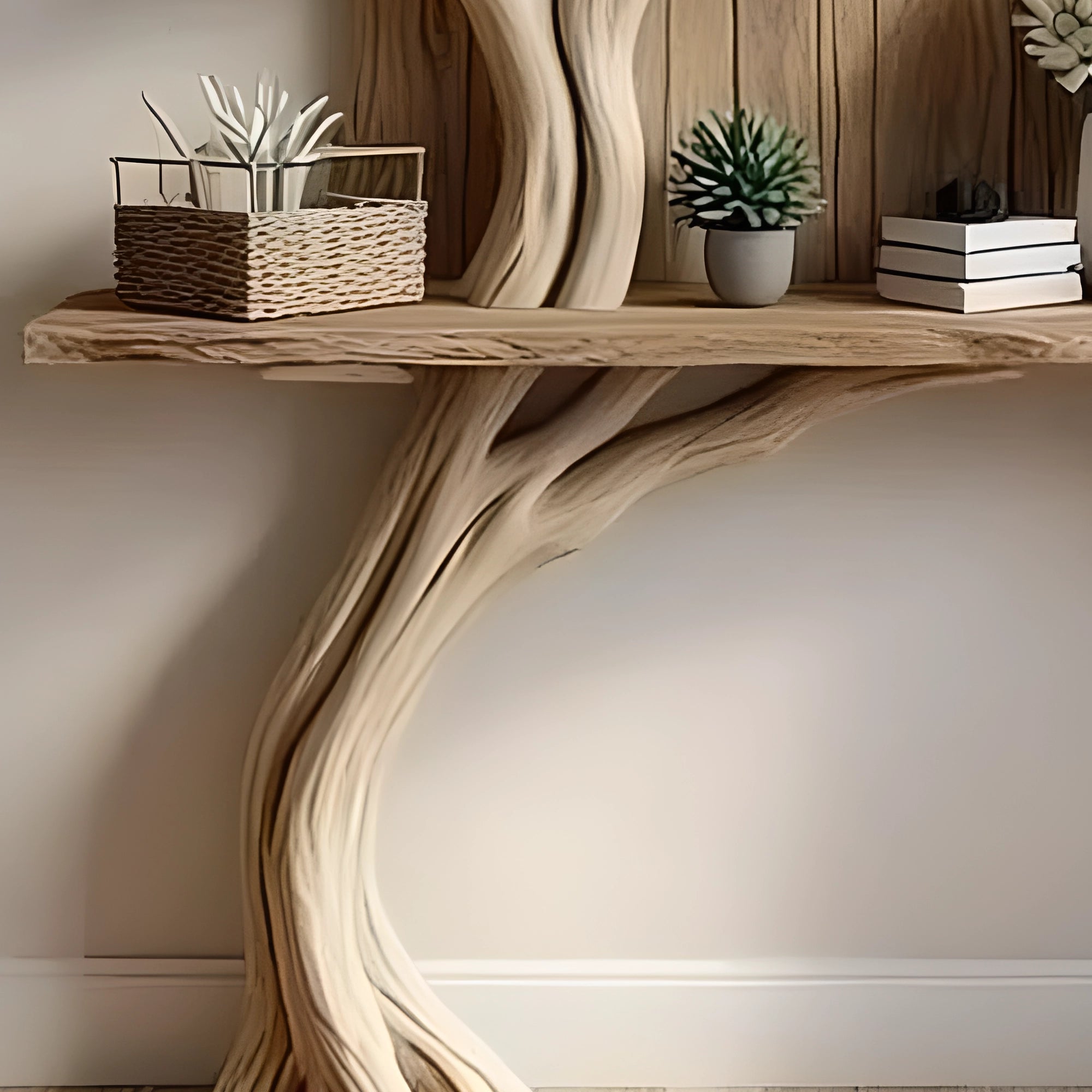 narrow table, decorative table, tree-shaped table 