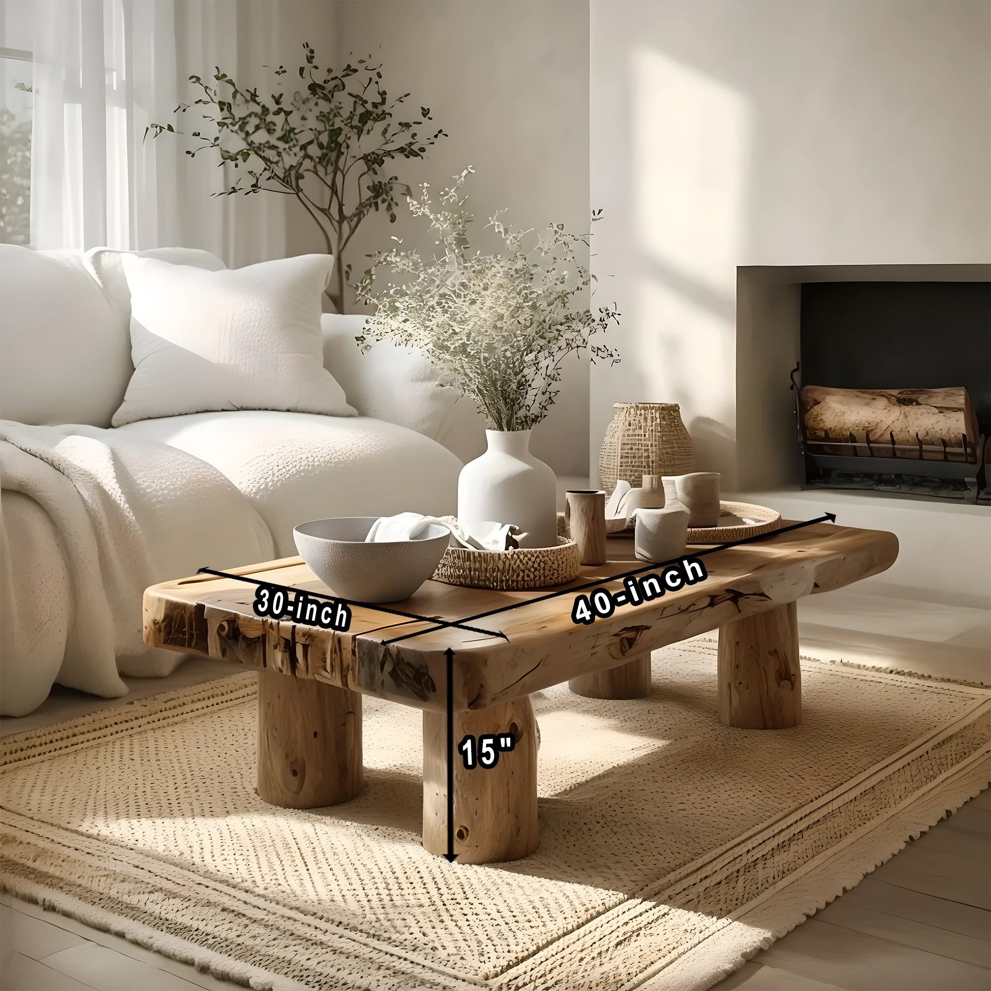 Farmhouse tamarind wood coffee table modern coffee table Live edge Farmhouse table