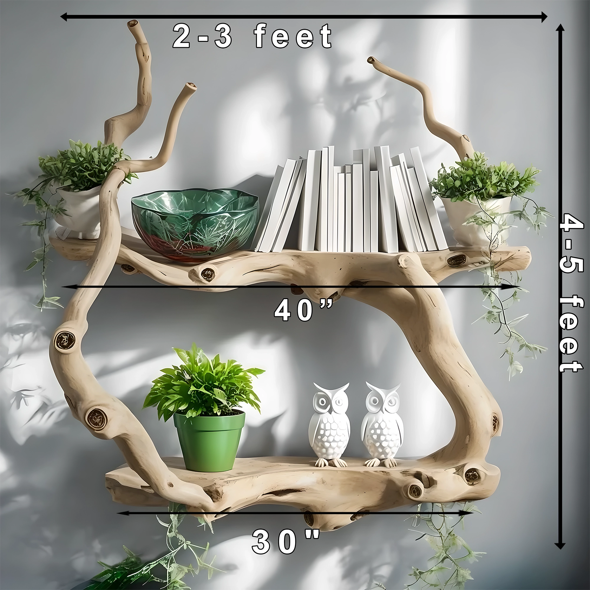 Handmade wooden bookshelf, decorative shelf 