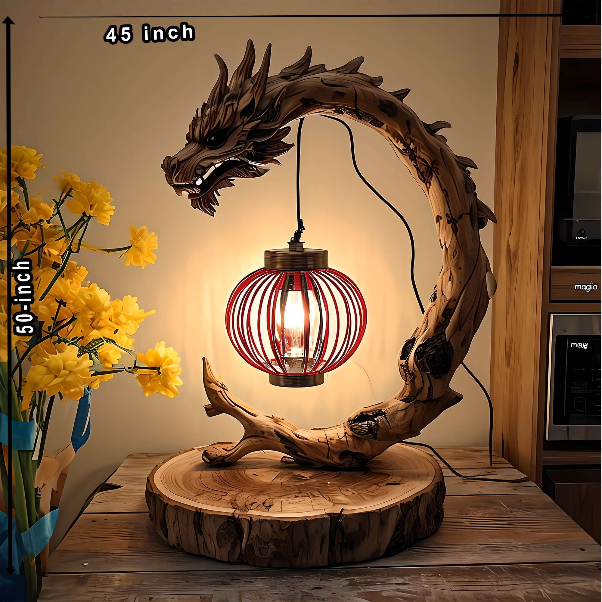 Handmade wooden night lamp carved to order 