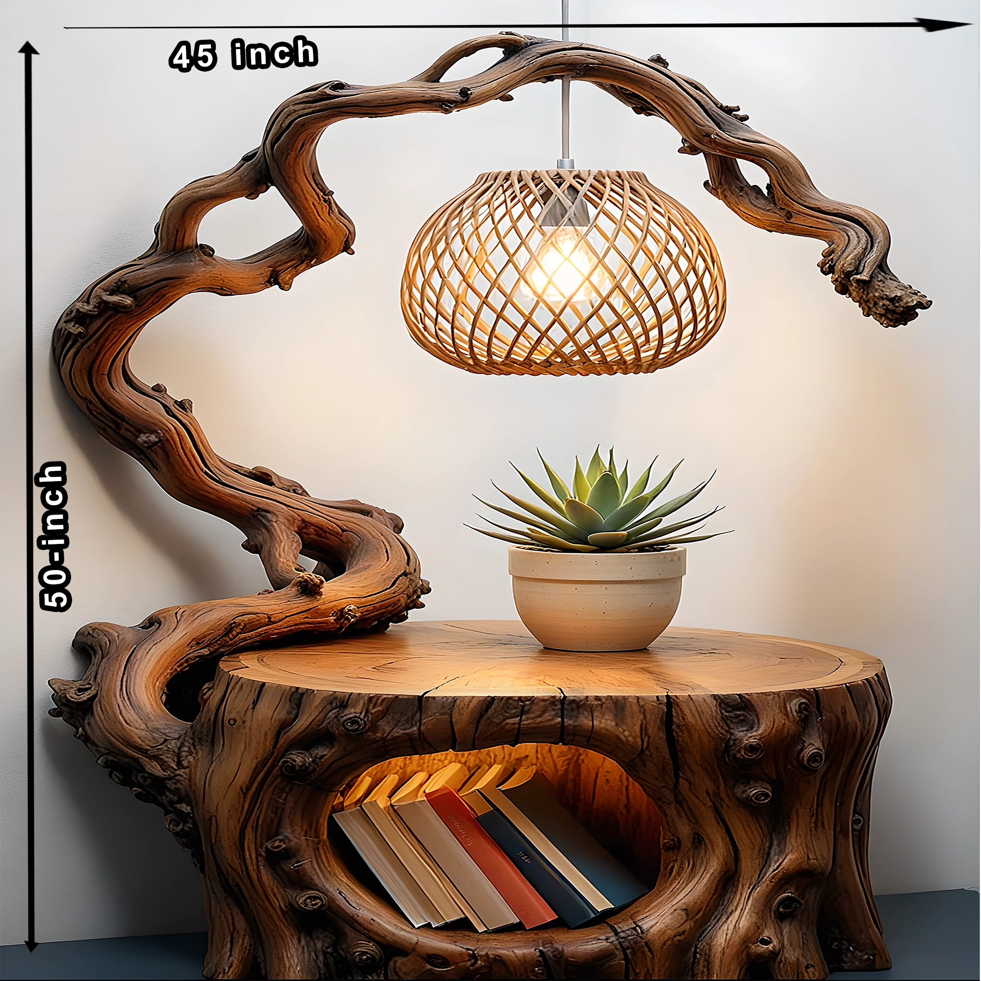 Solid wood night lamp with small pedestal 