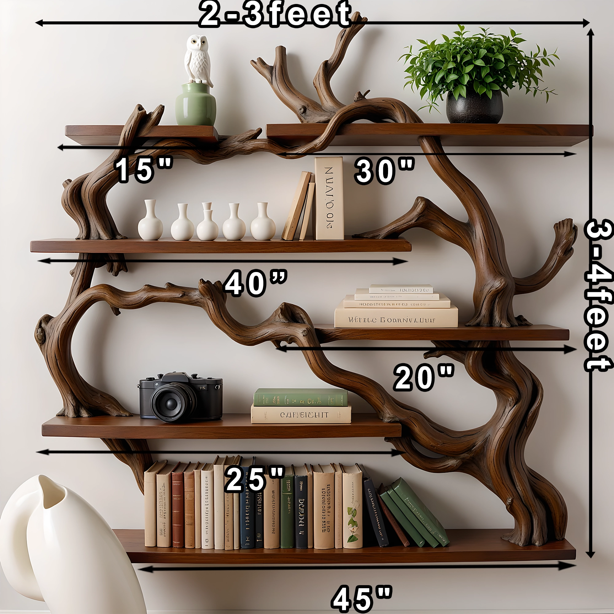 Driftwood tree branch bookshelf, children's bookshelf, library bookshelf 