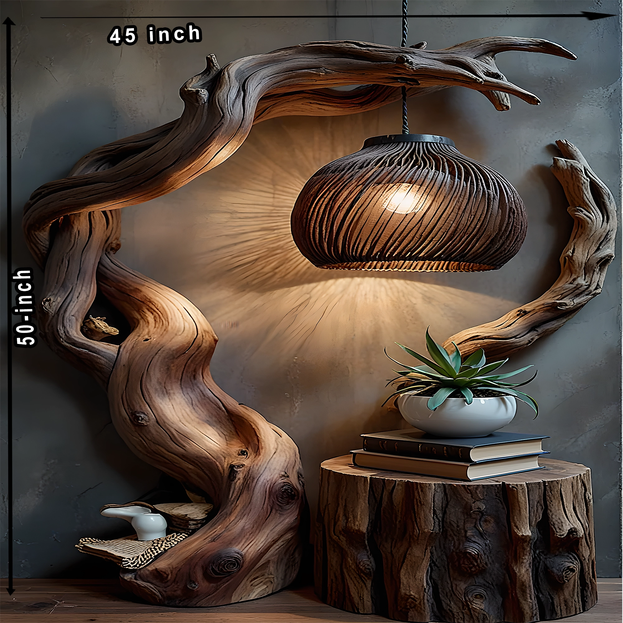 Handmade driftwood lamps, reading lamps 