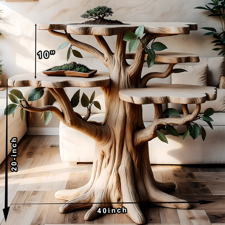 coffee table, tree-shaped solid wood table 