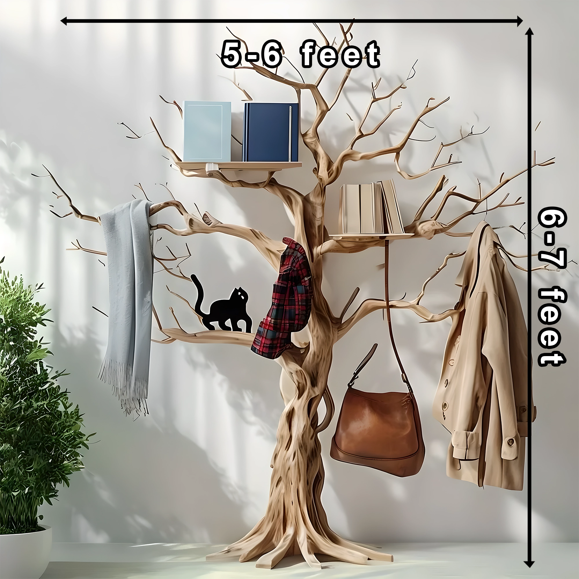 Multi-purpose hanging tree made of solid wood 