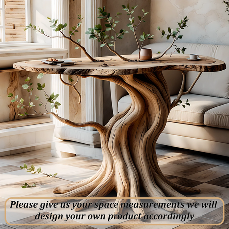 Driftwood tea table, decorative tree-shaped tea table 