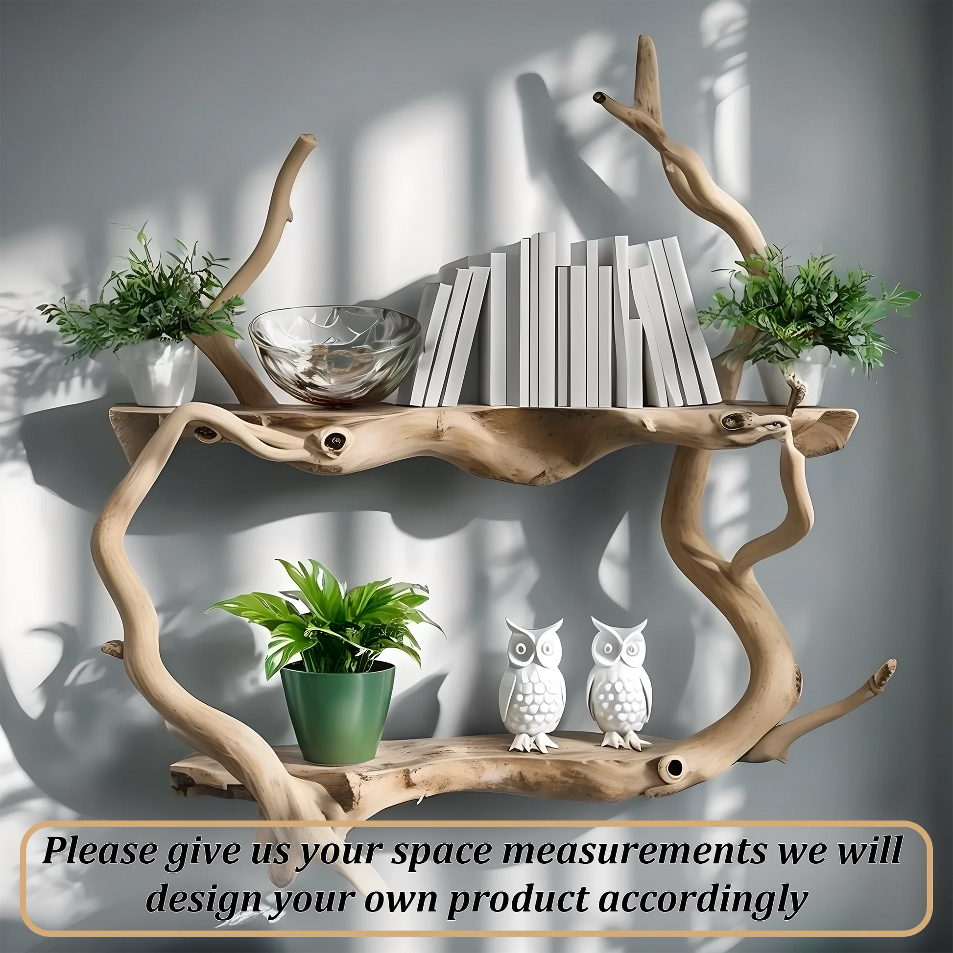 Wall-mounted tree branch bookshelf 