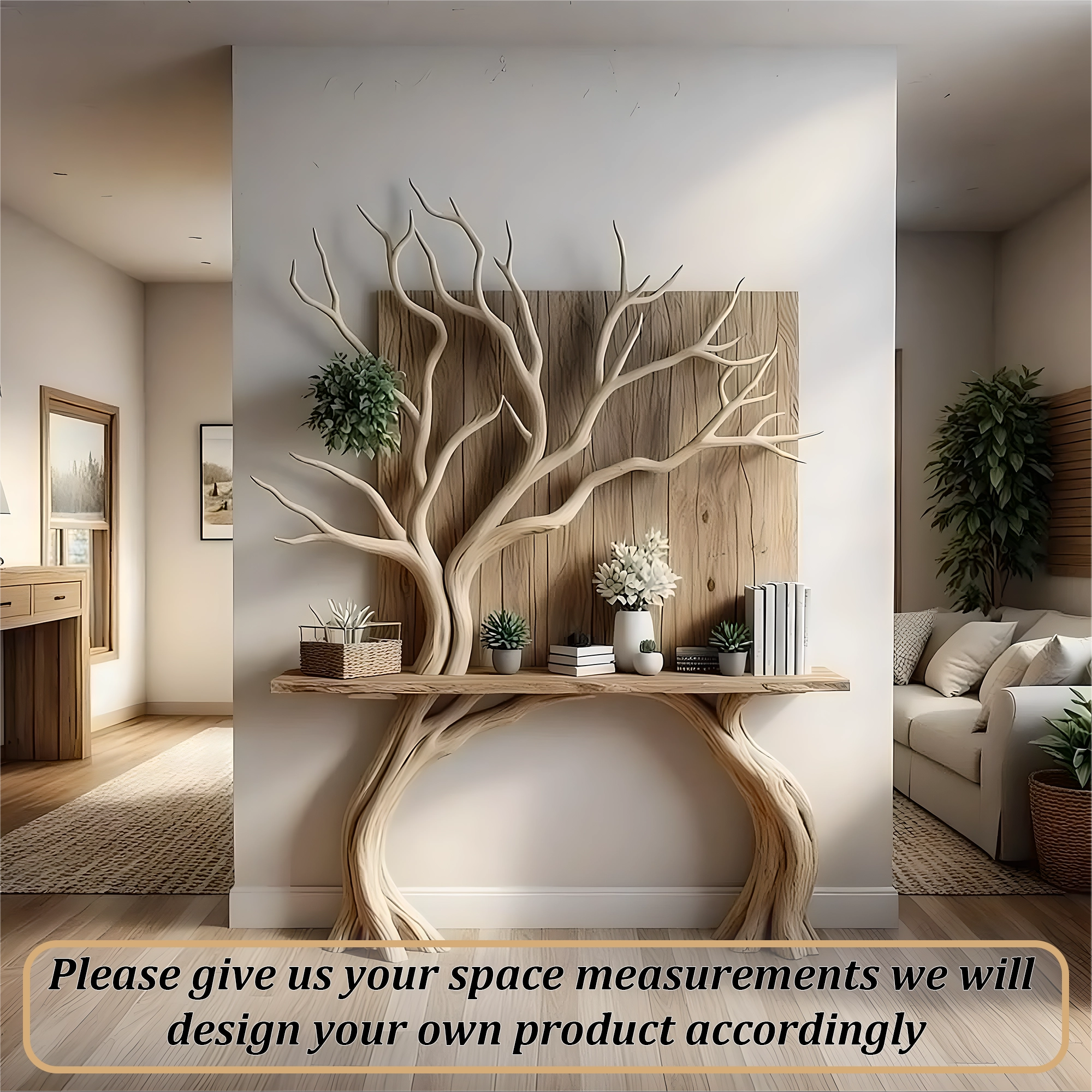 narrow table, decorative table, tree-shaped table 