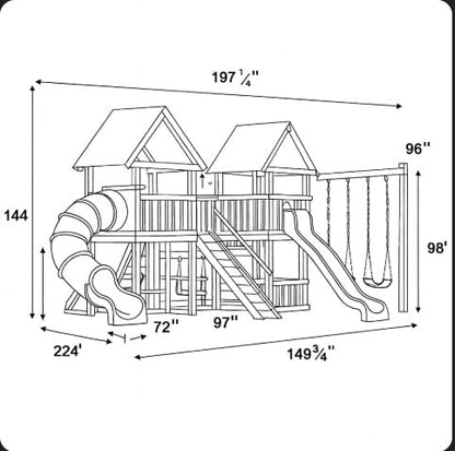 Backyard Swing Set with Rope Swing, Climbing Wall & Wooden Playhouse – Durable Outdoor Fun