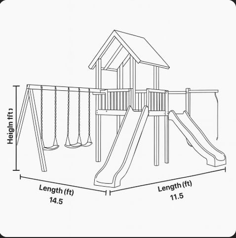 Deluxe Wooden Swing Set with Playhouse, Slides & Climbing Features